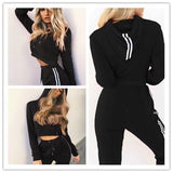 Z&P 2019 Tracksuit 2pcs Women Set Training Crop Top Sweatshirt+Side Stripe Pants 2 Pieces Sets Women Clothing Suits Female