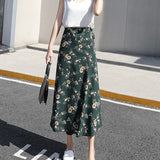 Women Flower Long Skirt Summer Beach Sunny Female Skirts Floral Chiffon Tutu Skirt