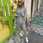 2pcs Sets Casual Hooded Tops Sweatshirt+Solid Long Pants Suits Women Sets Female Tracksuits Women Clothing Bigsweety