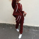 2pcs Sets Casual Hooded Tops Sweatshirt+Solid Long Pants Suits Women Sets Female Tracksuits Women Clothing Bigsweety