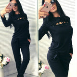 2pcs Sets Casual Hooded Tops Sweatshirt+Solid Long Pants Suits Women Sets Female Tracksuits Women Clothing Bigsweety