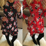 S-5XL Plus Size Tunic Autumn Women Dresses Casual Cartoon Print Christmas Dress Casual Loose Long Sleeve Party Dress Vestidos