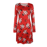 S-5XL Plus Size Tunic Autumn Women Dresses Casual Cartoon Print Christmas Dress Casual Loose Long Sleeve Party Dress Vestidos