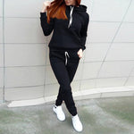 2pcs Women Hoodies Casual Tracksuit Suits Sweatshirt+Sweatpants Set Warm Clothes Sports Jogging Sweatsuit Female