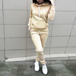 2pcs Women Hoodies Casual Tracksuit Suits Sweatshirt+Sweatpants Set Warm Clothes Sports Jogging Sweatsuit Female