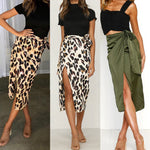 Skirts Women Fall 2019 New Chiffon Leopard Print Maxi Skirt High Waisted Bandage Long Skirts Sexy Split Bandage Skirt Streetwear