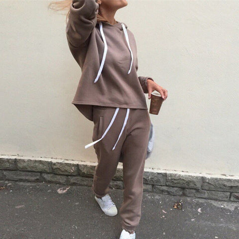 2019 Autumn Winter Women Tracksuit Long Sleeve Thicken Hooded Sweatshirts 2 Piece Set Casual Sport Suit Women Tracksuit Set