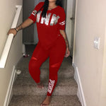 Casual 2 Piece Sets Sexy Womens Sweatsuit Set Letter Print Plus Size 3xl Tops And Skinny Pants Sweat Suits Two Piece Tracksuits