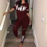 Casual 2 Piece Sets Sexy Womens Sweatsuit Set Letter Print Plus Size 3xl Tops And Skinny Pants Sweat Suits Two Piece Tracksuits