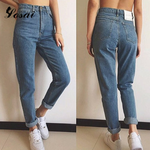 2019 New Slim Pencil Pants Vintage High Waist Jeans New Womens Pants Full Length Pants Loose Cowboy Pants Jeans Woman