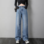 Zsrs 2019 new High Waist Straight Jeans Women autumn blue Casual Loose Wide Leg Jeans Trousers Striped Palazzo Pants