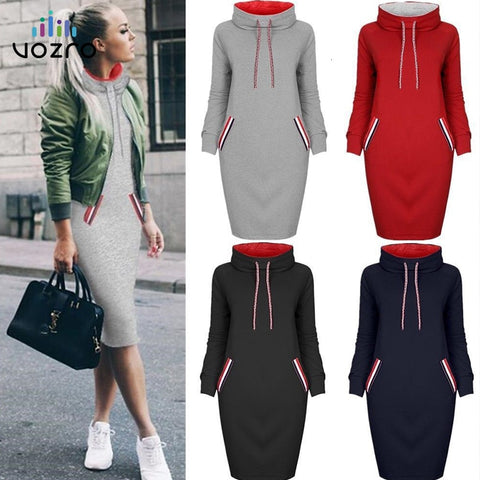 VOZRO Multicolor High Lead Long Sleeve Package Buttocks Winter Maxi Autumn Casual Sweater Red Dress Women Vestido Clothes Befree