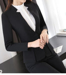 IZICFLY autumn spring women suits with trouser office uniform style business ladies pants suits work wear blazer set plus size