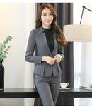 IZICFLY autumn spring women suits with trouser office uniform style business ladies pants suits work wear blazer set plus size