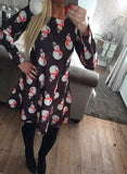 5XL Christmas Tree Santa Snowman Dress Women Autumn Long Sleeve Mini Dresses Casual New Year Festival Family Party Dress Vestido