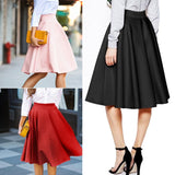 Women Gray Retro High Waist Pleated Belted Maxi Skirt S-XXL Blue Wine Red Black  New Autumn Winter