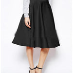 Women Gray Retro High Waist Pleated Belted Maxi Skirt S-XXL Blue Wine Red Black  New Autumn Winter