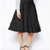 Women Gray Retro High Waist Pleated Belted Maxi Skirt S-XXL Blue Wine Red Black  New Autumn Winter