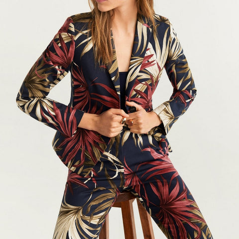 Floral Women Suit Autumn 2019 New Fashion Prints Blazer and Pant Modern Lady 2 Pieces Sets