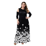 Large Size Elegant Dress Ladies 2019 New Hollow Out Print Plus Size Dresses for Women 6XL Casual Female Autumn Maxi Dress D25