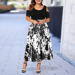 Large Size Elegant Dress Ladies 2019 New Hollow Out Print Plus Size Dresses for Women 6XL Casual Female Autumn Maxi Dress D25