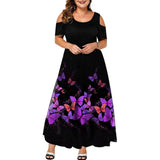 Large Size Elegant Dress Ladies 2019 New Hollow Out Print Plus Size Dresses for Women 6XL Casual Female Autumn Maxi Dress D25