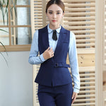 Elegant Pant Suits Women Fashion 2 Pieces Waistcoat and Pants Set Autumn Winter 2019 Casual Vest Trousers Suit Female Plus Size