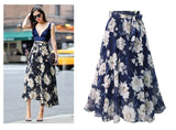 ZOGAA Women Floral Print Chiffon Skirt Ladies Women High Waist Floral Evening Party Long Maxi Skirt Beach Skirt Moda Mujer 2018